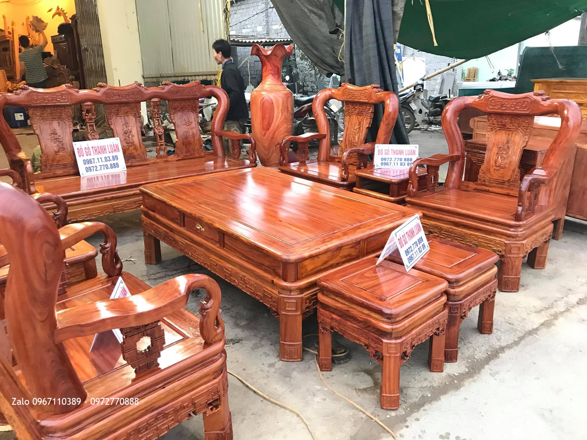 Bộ Ghế Minh Quốc Triện Gỗ Cẩm Lai,Kệ Tivi Gỗ Cẩm Lai. Bác Thu Cầu Giấy HN.