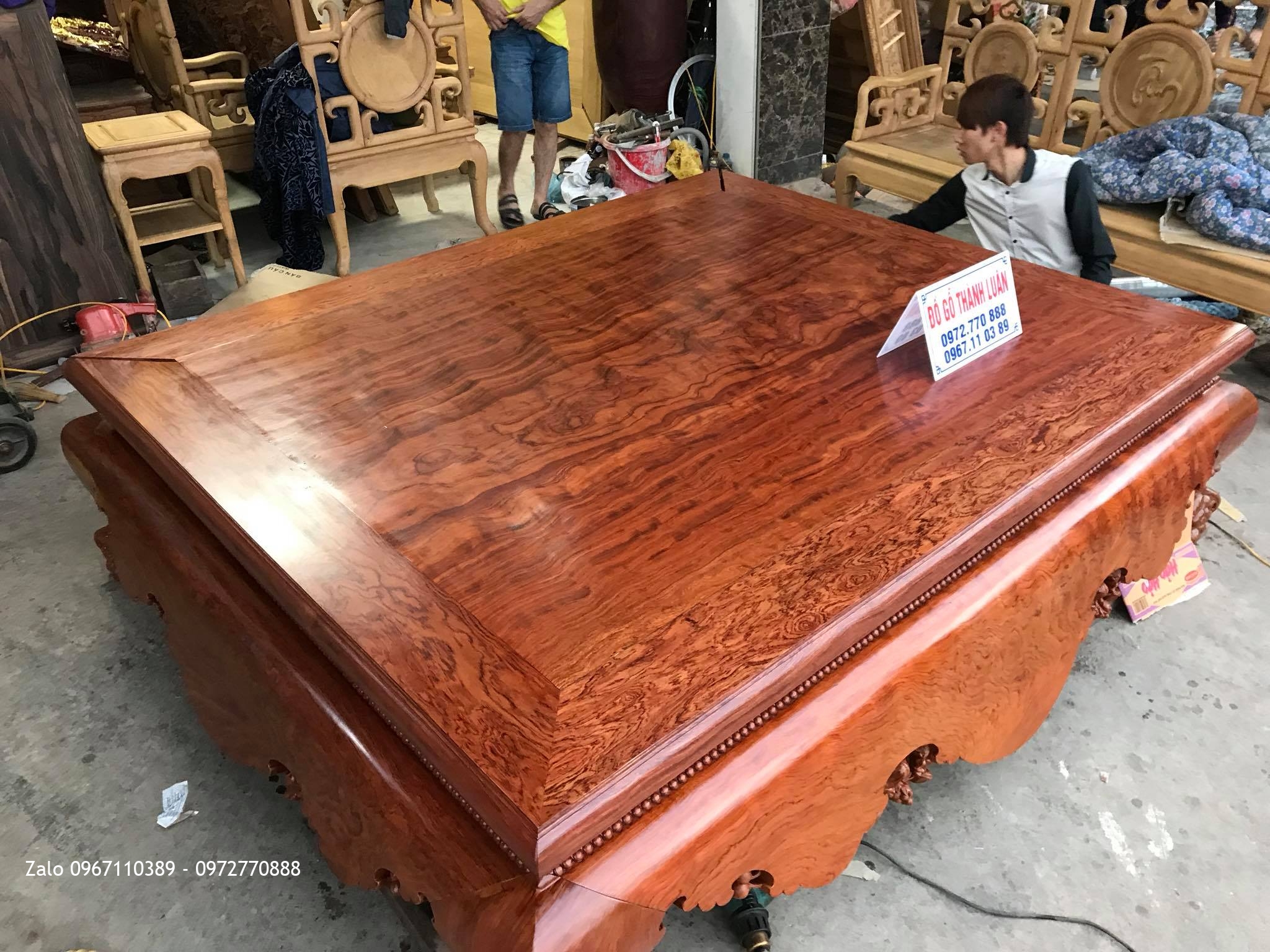 Sập Cẩm Lai Mặt 1 Lá Vân Víp, Bác Trạm Vân Mỹ Đức Hà Nội: