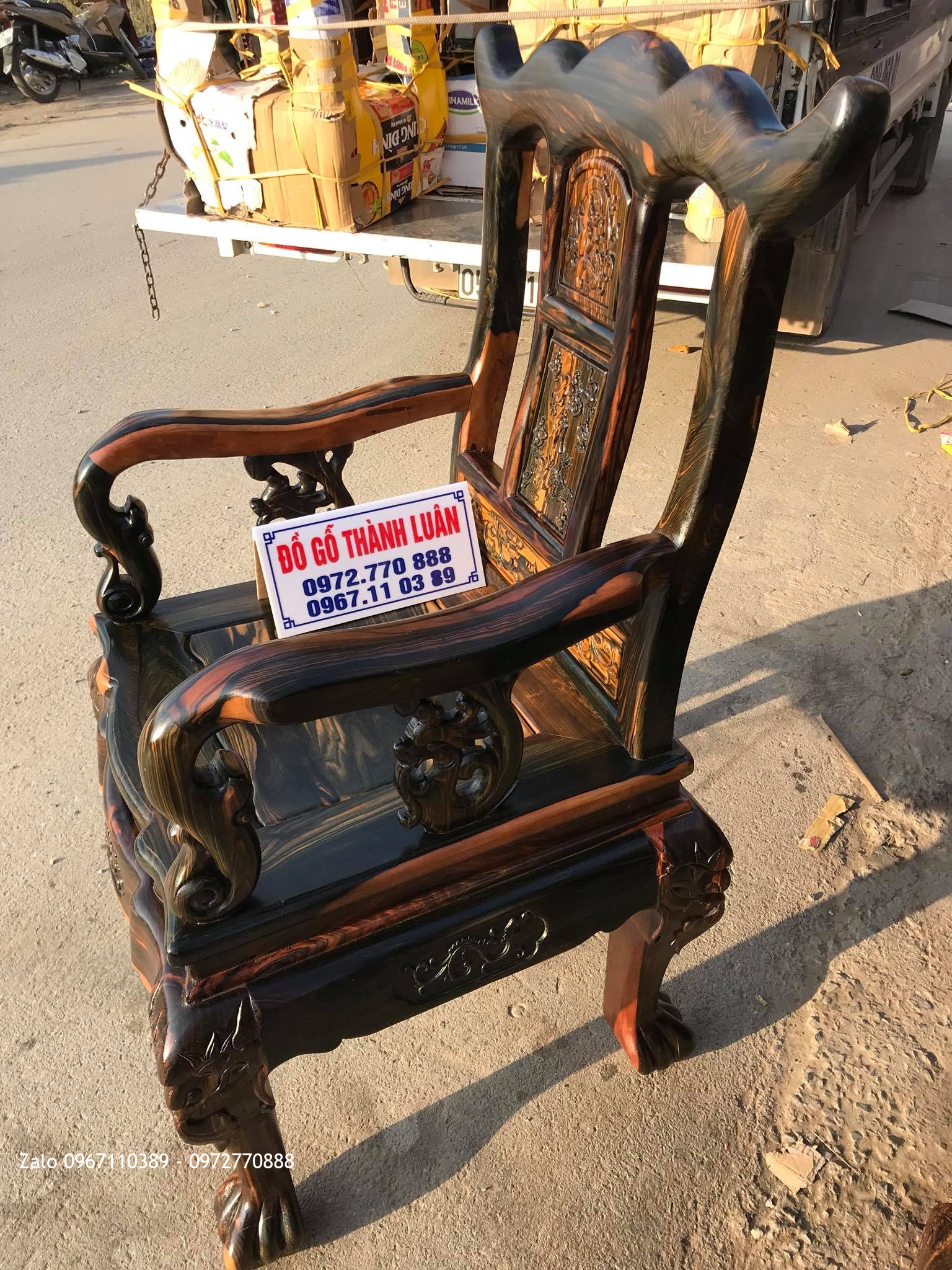 Bàn Ghế Ăn Gỗ Mun Mẫu Hoa Lan Tây VÍP, AC Tuấn- Lương,,,