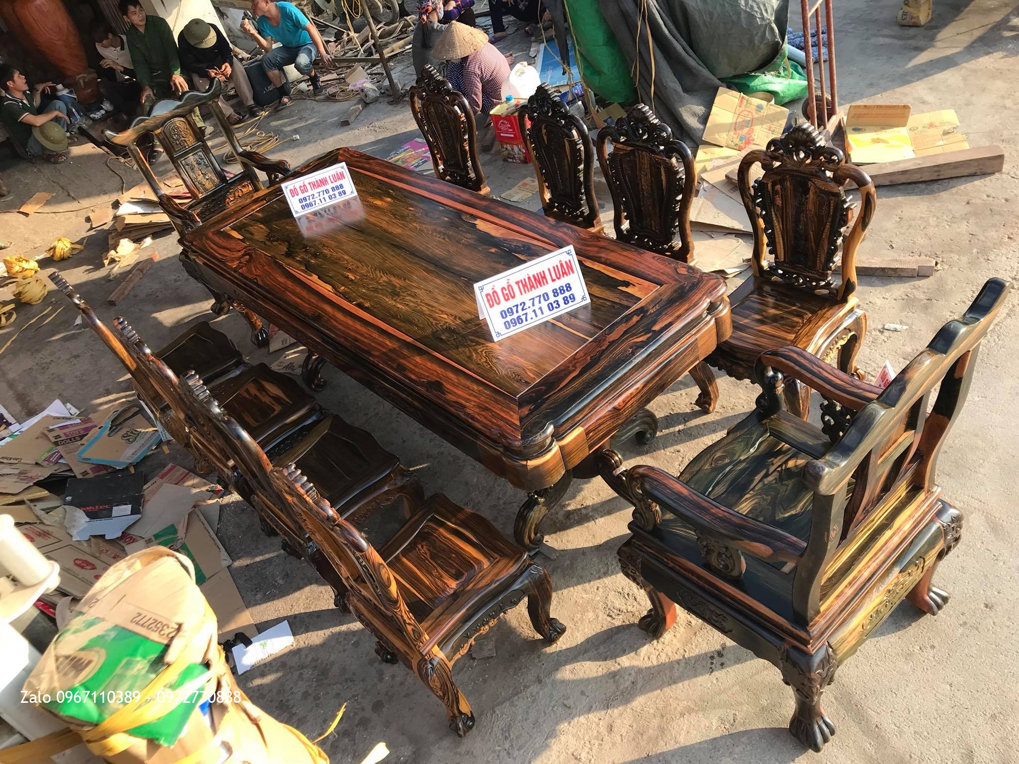 Bàn Ghế Ăn Gỗ Mun Mẫu Hoa Lan Tây VÍP, AC Tuấn- Lương:.