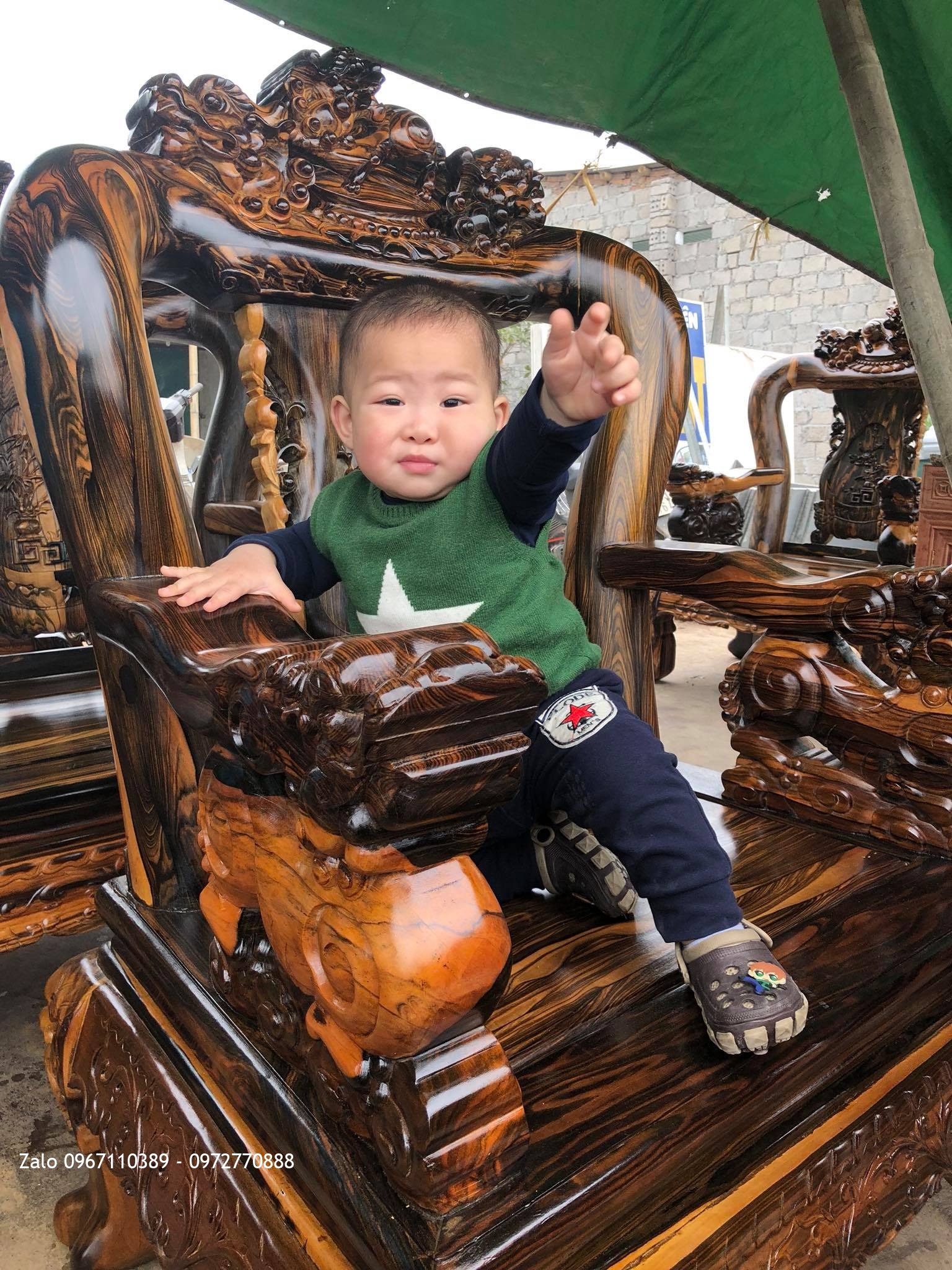 Bộ Bàn Ghế Đỉnh Rồng Gỗ Mun Gồm 12 Món, AC Tuấn Lương Bình Phước,