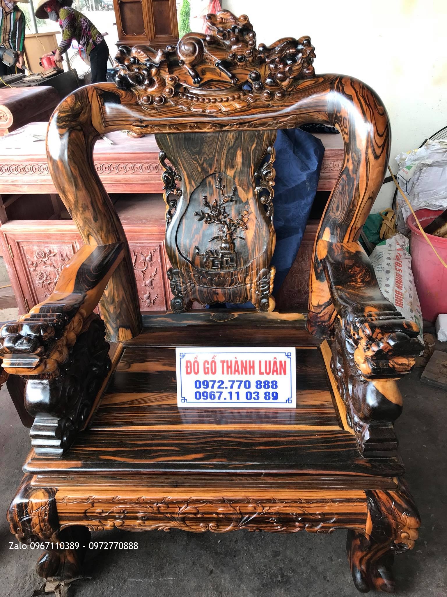 Bộ Bàn Ghế Minh Quốc Nghê Gỗ Mun Cộ 12 Gồm 10 Món. Chú Hải Kim Thành Hải Dương: