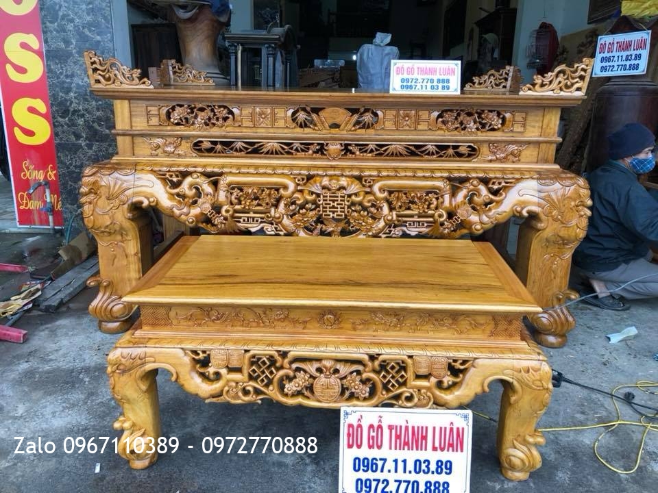 Sập Thờ Ngũ Phúc Kim Tiền Gỗ Gụ. Chú Trung Đông Anh Hà Nội,