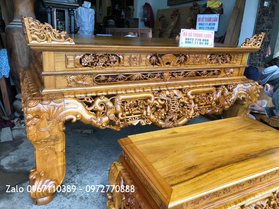 Sập Thờ Ngũ Phúc Kim Tiền Gỗ Gụ. Chú Trung Đông Anh Hà Nội.