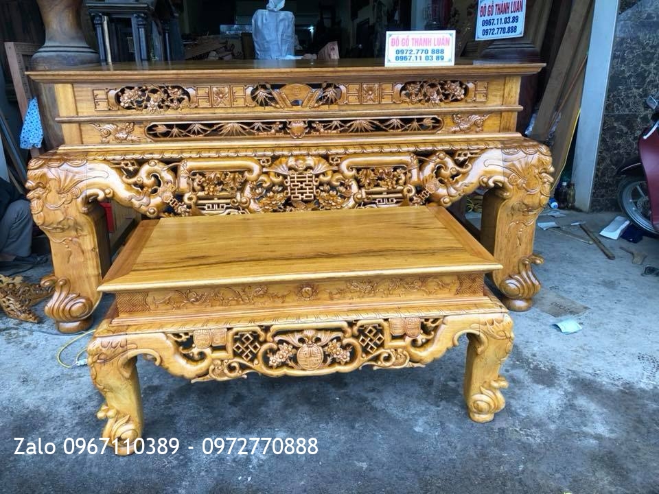 Sập Thờ Ngũ Phúc Kim Tiền Gỗ Gụ. Chú Trung Đông Anh Hà Nội..