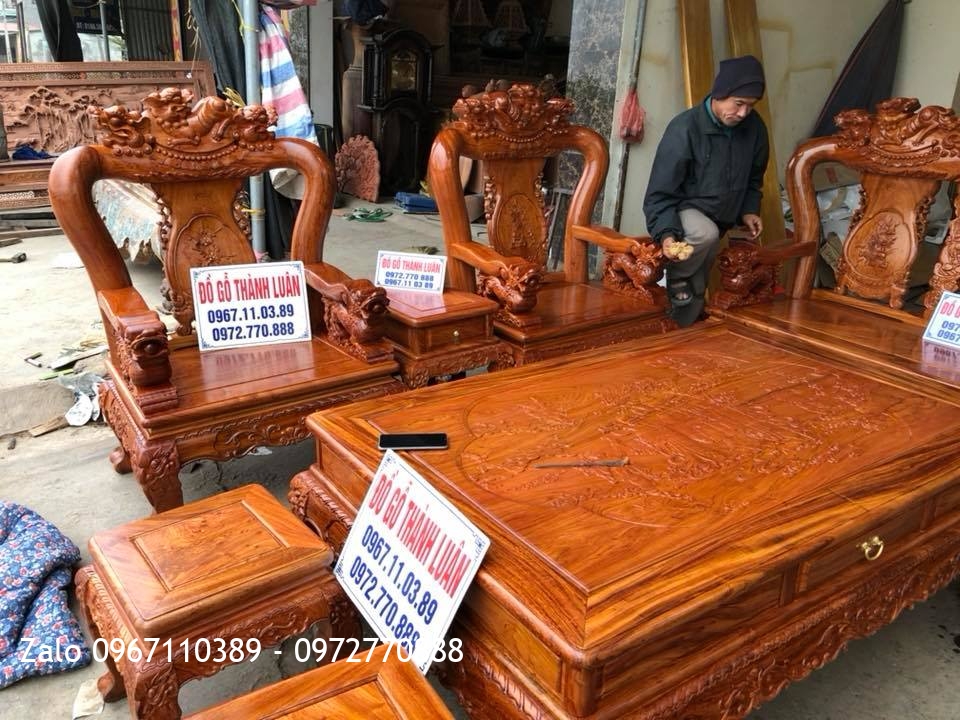 Bộ minh quốc nghê gỗ hương đá nam phi c12. Khách Mỹ Đức Hà Nội.