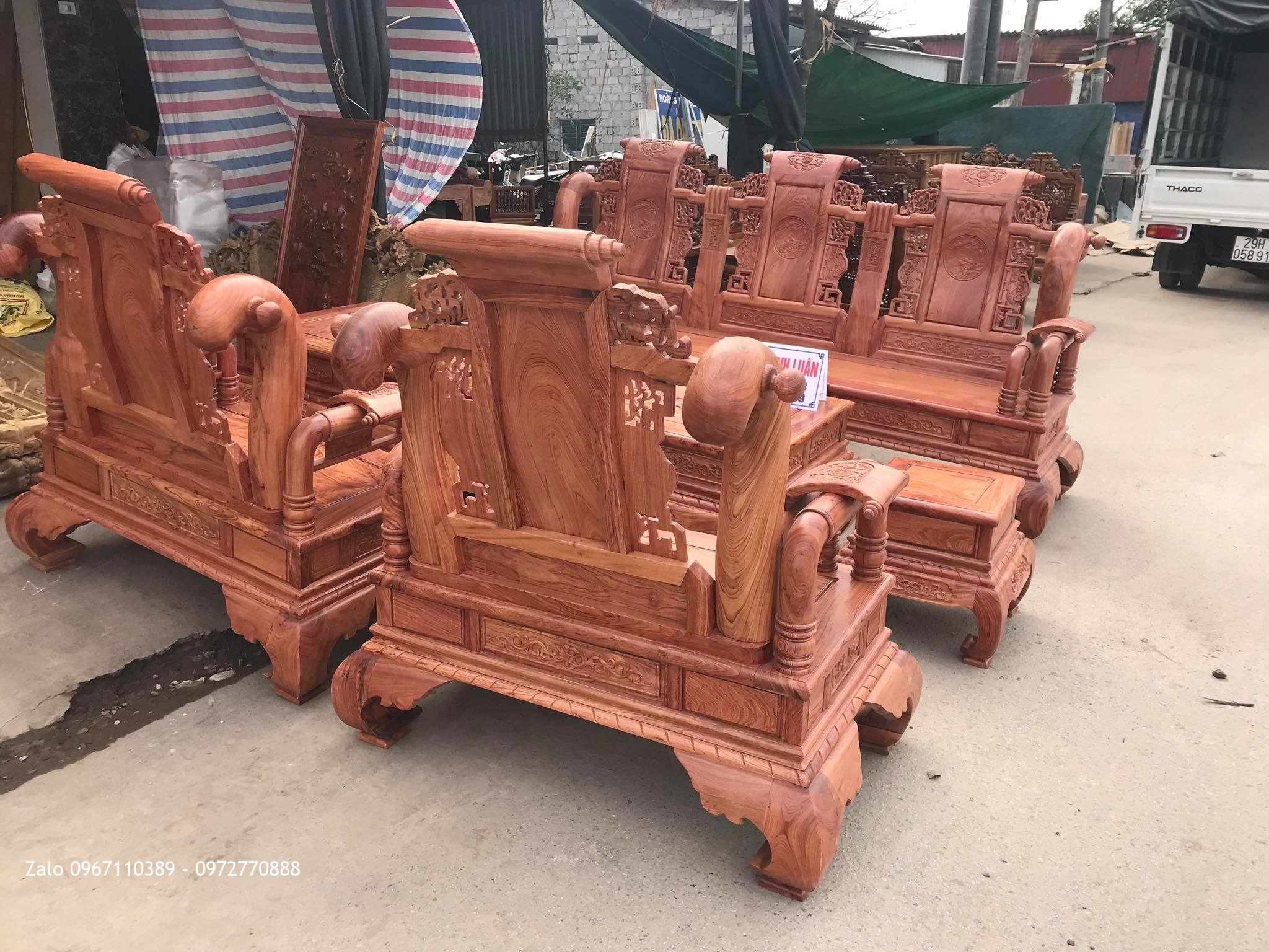 Bộ Bàn Ghế Tần Thuỷ Hoàng Gỗ Hương Đá Nam Phi . A Hạnh Lai Châu..