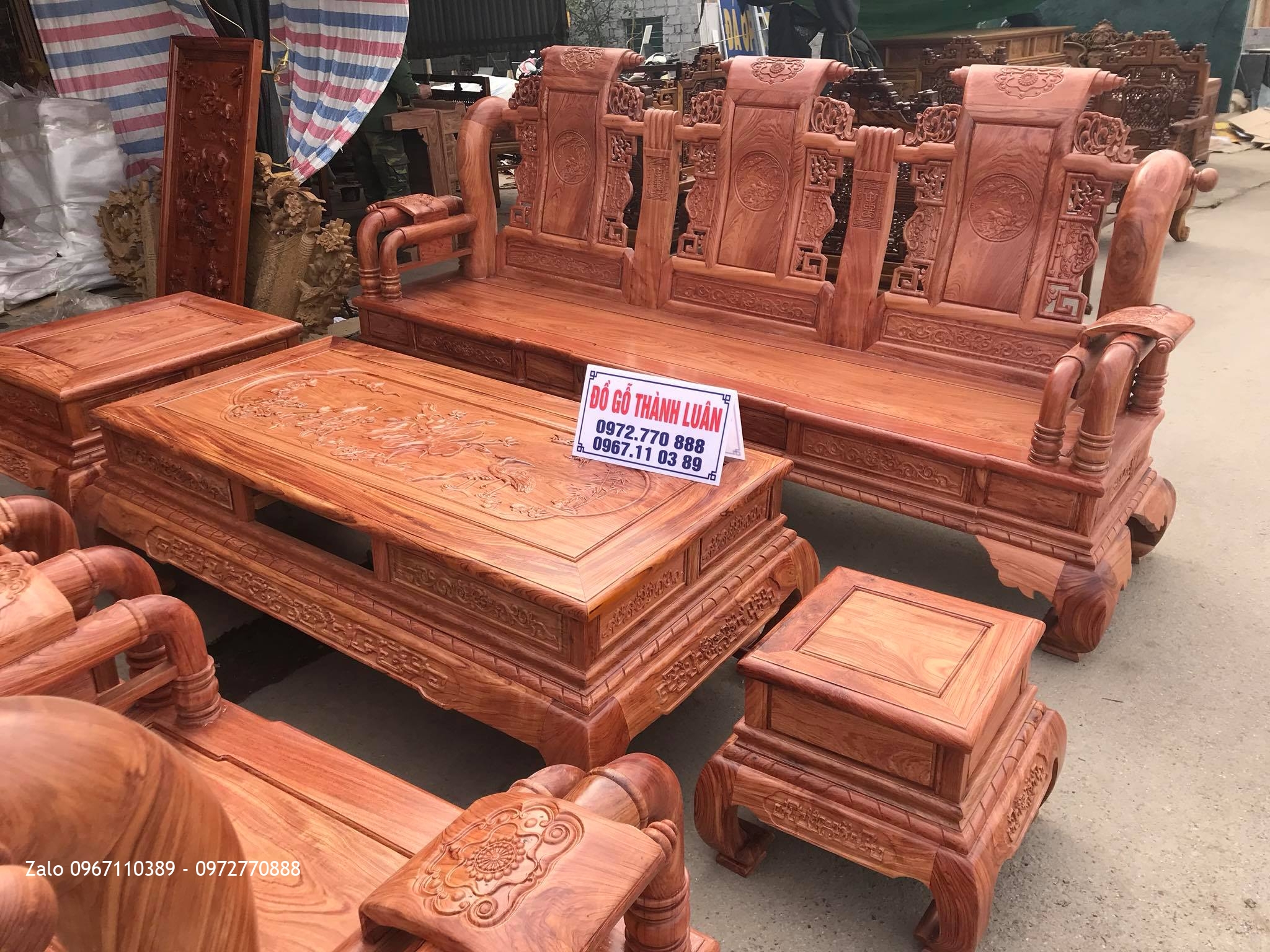 Bộ Bàn Ghế Tần Thuỷ Hoàng Gỗ Hương Đá Nam Phi . A Hạnh Lai Châu..