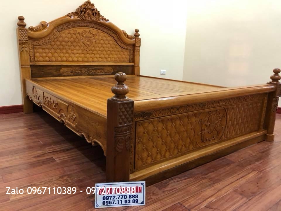 Giường Hoa Hồng Lu Uy Gỗ Hương Đỏ. Khách Hải Phòng..