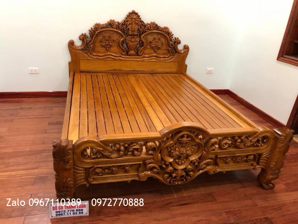 Giường Hoa Hồng Lu Uy Gỗ Hương Đỏ. Khách Hải Phòng::.