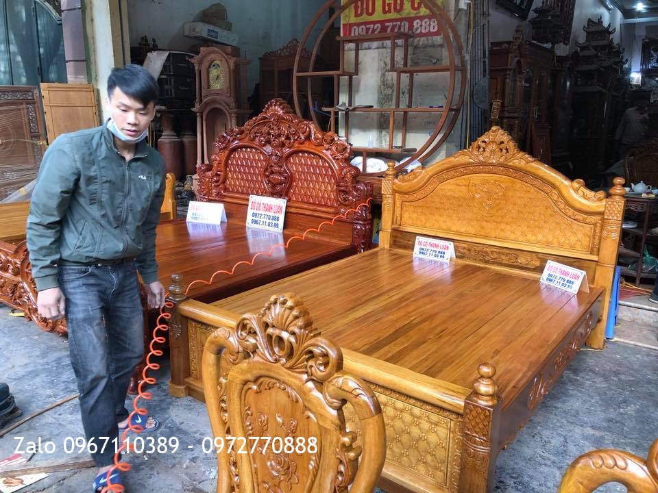 3 Giường Hồng Lu Uy Gỗ Hương Đỏ 1m8-2m. Khách Hải Phòng--