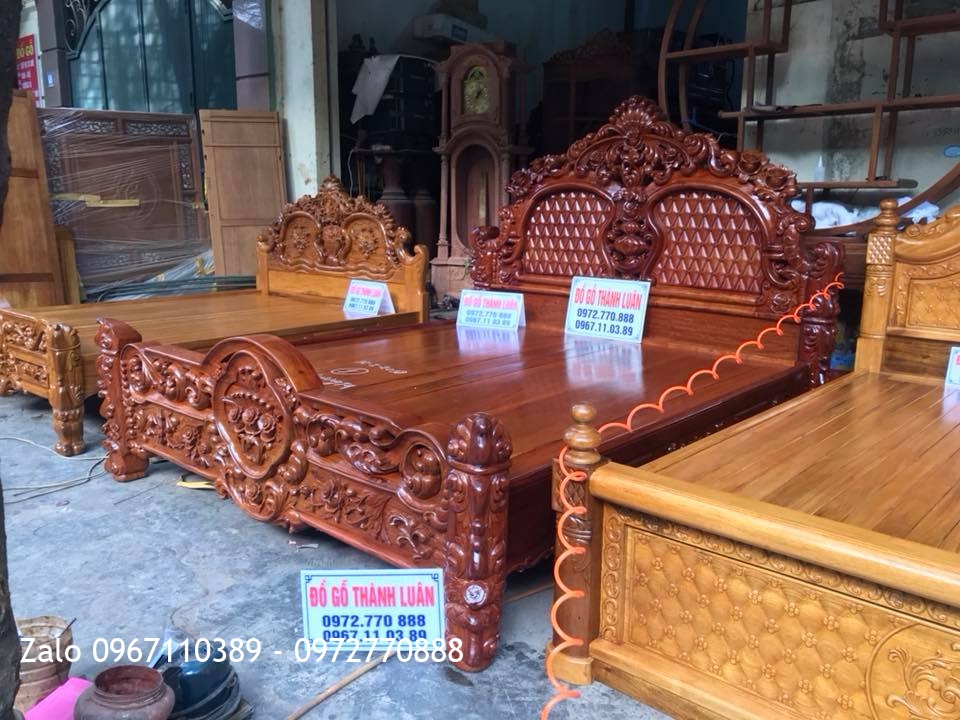 3 Giường Hồng Lu Uy Gỗ Hương Đỏ 1m8-2m. Khách Hải Phòng,,