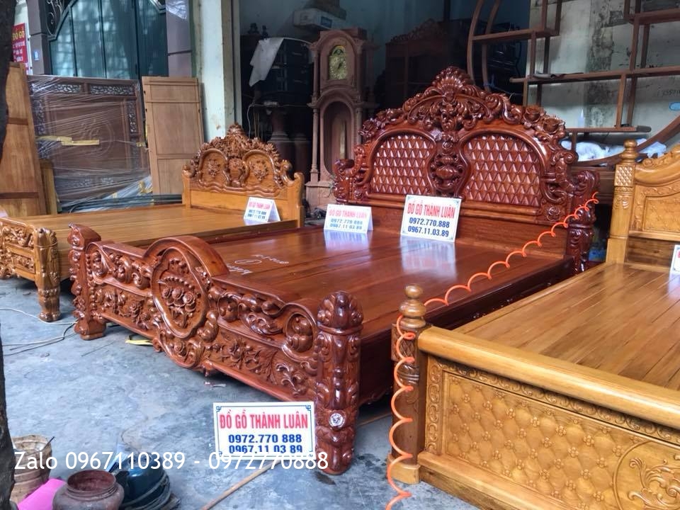 3 Giường Hồng Lu Uy Gỗ Hương Đỏ 1m8-2m. Khách Hải Phòng,.
