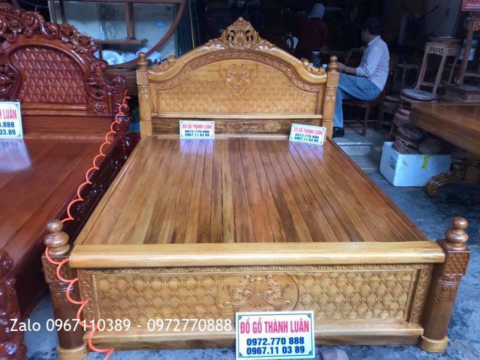 3 Giường Hồng Lu Uy Gỗ Hương Đỏ 1m8-2m. Khách Hải Phòng..