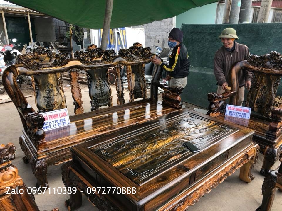 Bộ Ghế Minh Quốc Nghê Gỗ Mun Hoa. A Hải Đồng Tháp.