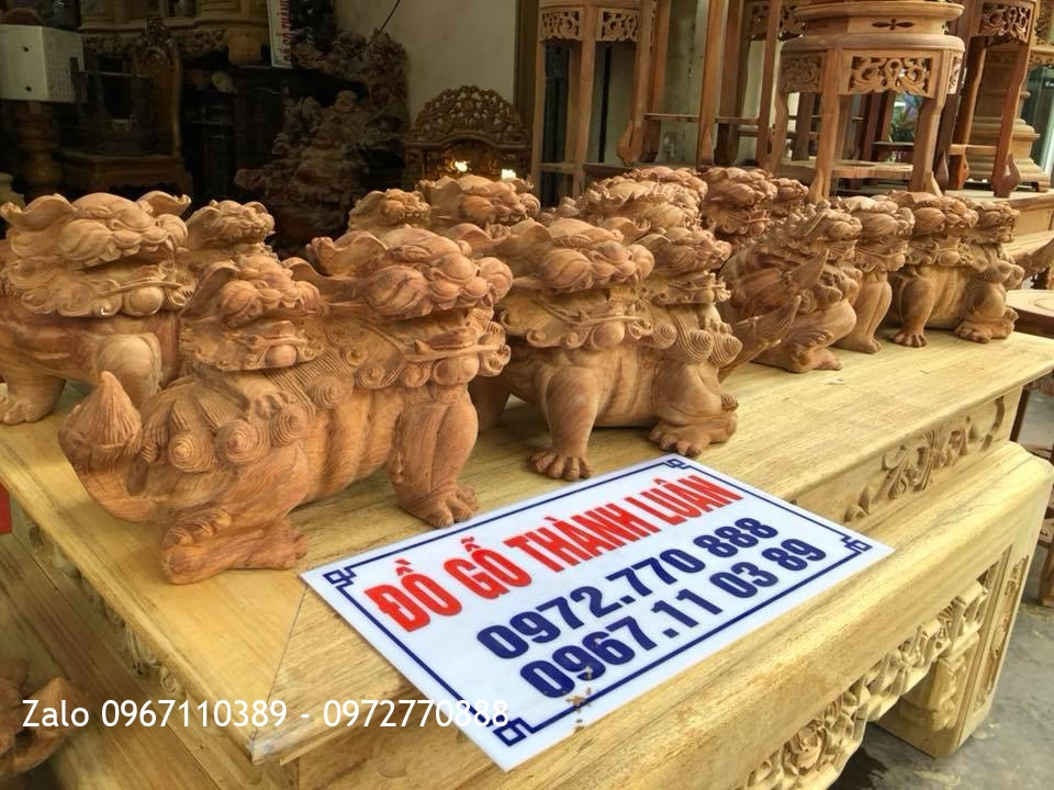 Kỳ Lân Mẫu Tử Gỗ Hương Đỏ Lào.