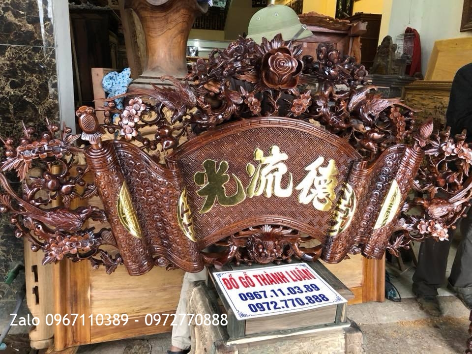 Cuốn Thư Câu Đối Gỗ Gụ Dát Vàng. Anh Phú Vĩnh Yên, Vĩnh Phúc.