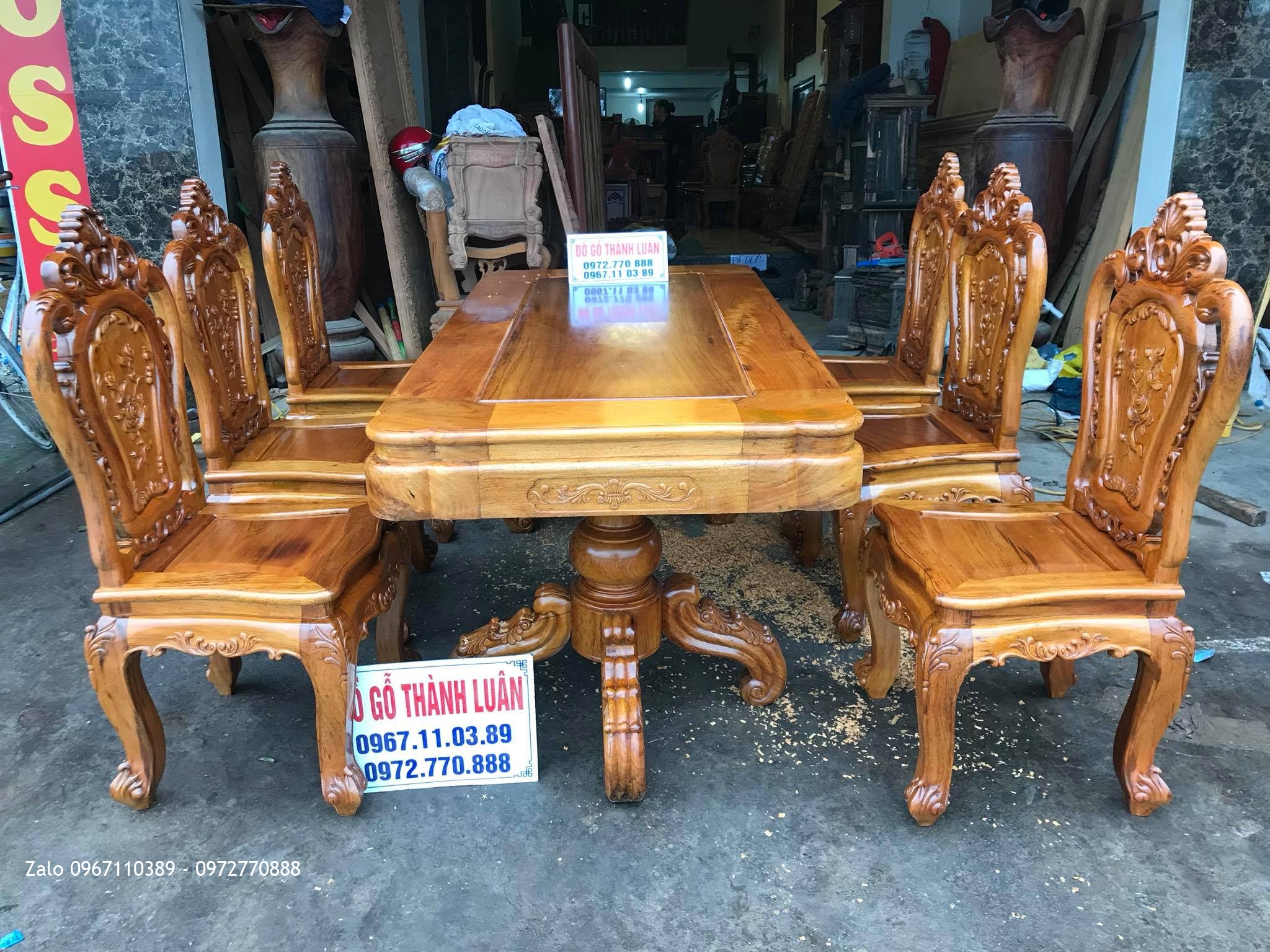 Bộ Bàn Ghế Ăn Mẫu Hoa Lan Tây Gỗ Gụ. A Sơn Thái Bình