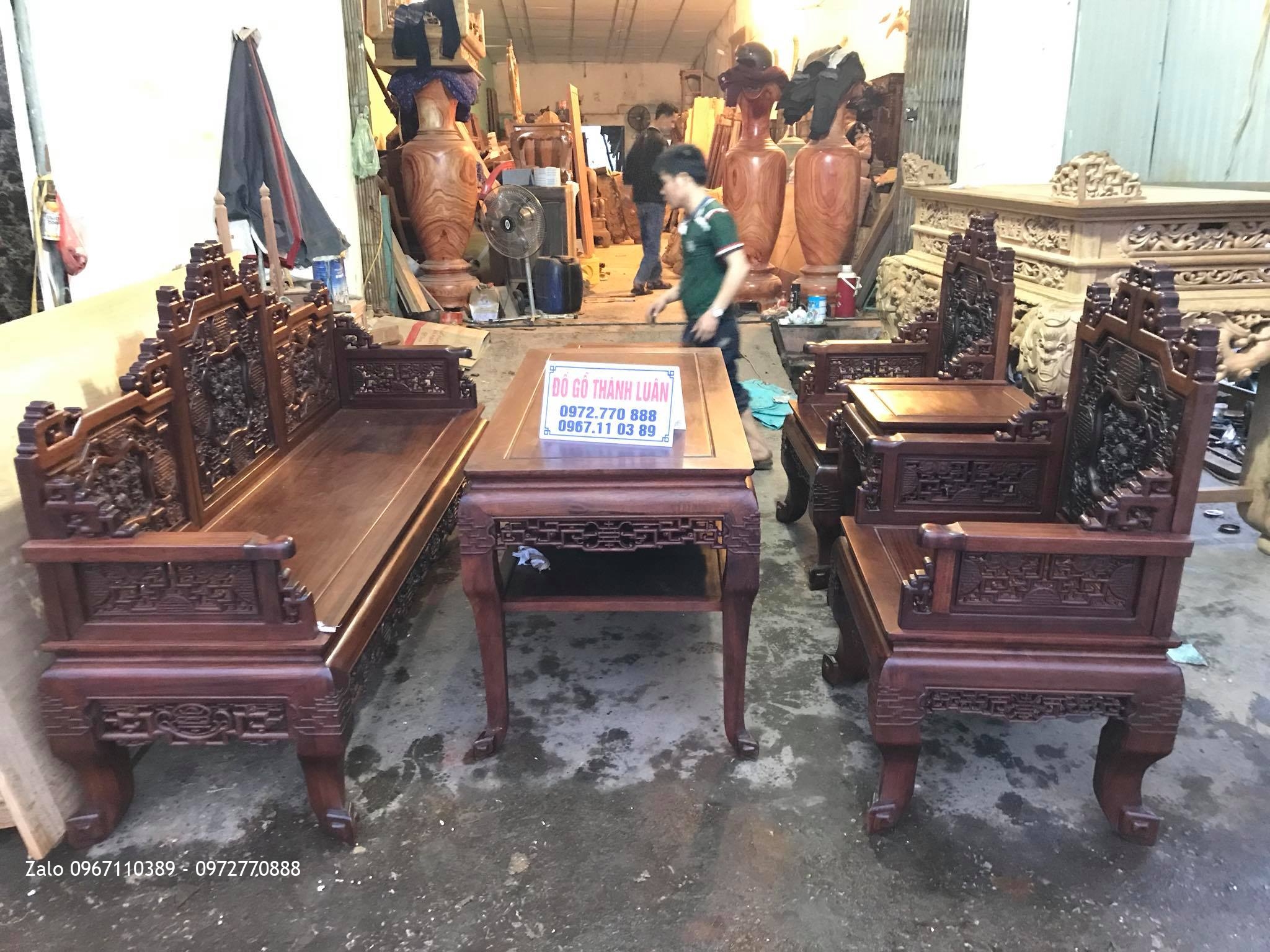 Bộ Ghế Ngũ Lân Gỗ Gụ 6 Món. A Dương Thái Bình