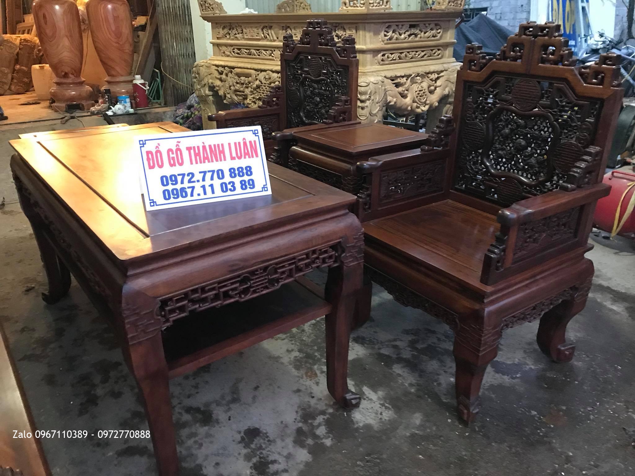 Bộ Ghế Ngũ Lân Gỗ Gụ 6 Món. A Dương Thái Bình.