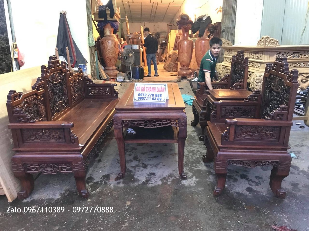 Bộ Ghế Ngũ Lân Gỗ Gụ 6 Món. A Dương Thái Bình