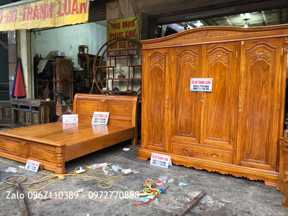 Giường, Tủ Áo, Bàn Phấn Gỗ Gõ Đỏ. Anh Tân kiến Thụy Hải Phòng,