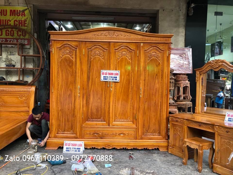 Giường, Tủ Áo, Bàn Phấn Gỗ Gõ Đỏ. Anh Tân kiến Thụy Hải Phòng,