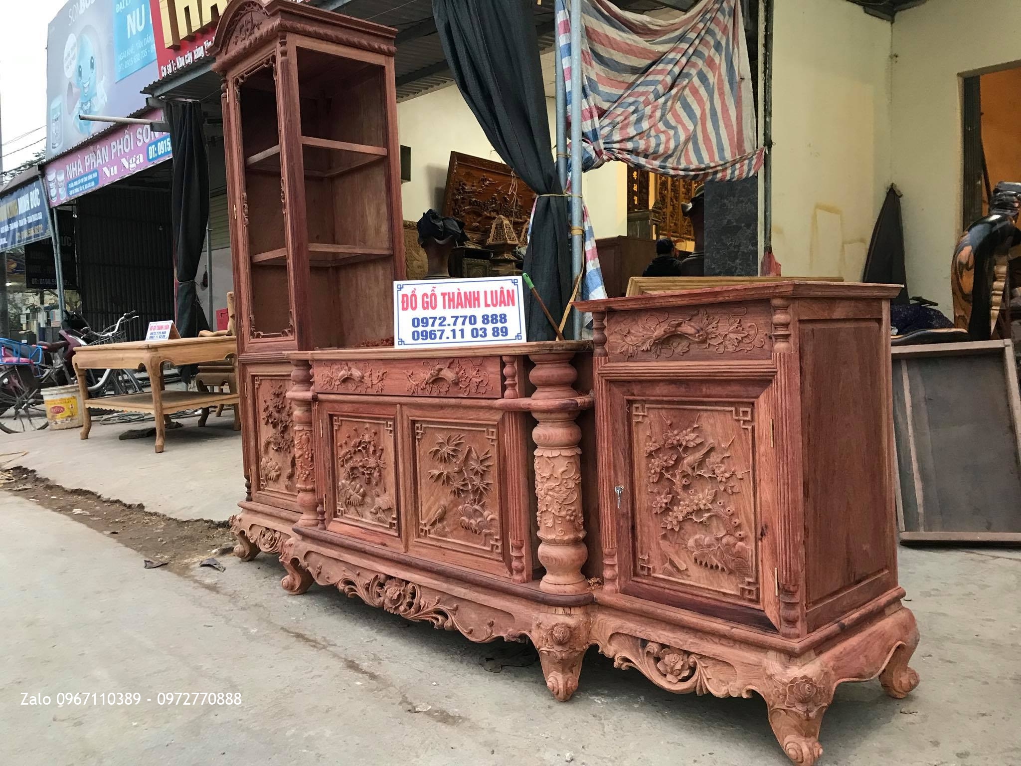 Kệ Tivi Lệch Trái Gỗ Hương Đỏ VIP, A Thành Gia Lâm HN.