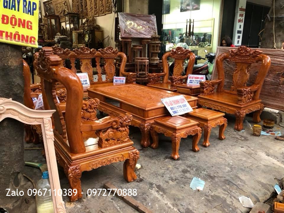 Bộ Minh Quốc Nghê Gỗ Hương Đá Nam Phi c12,
