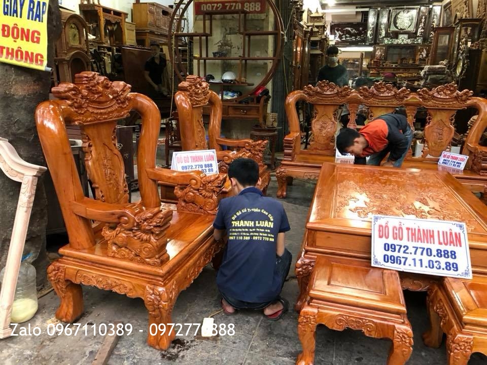 Bộ Minh Quốc Nghê Gỗ Hương Đá Nam Phi c12,