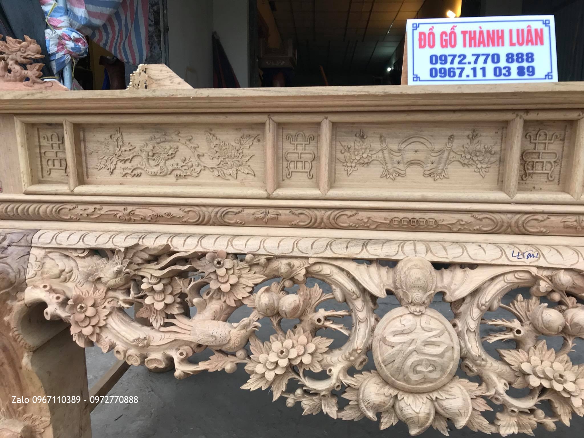 Sập Thờ Mai Điểu Gỗ Gụ. AC Cầu Dung Tuyên Quang,