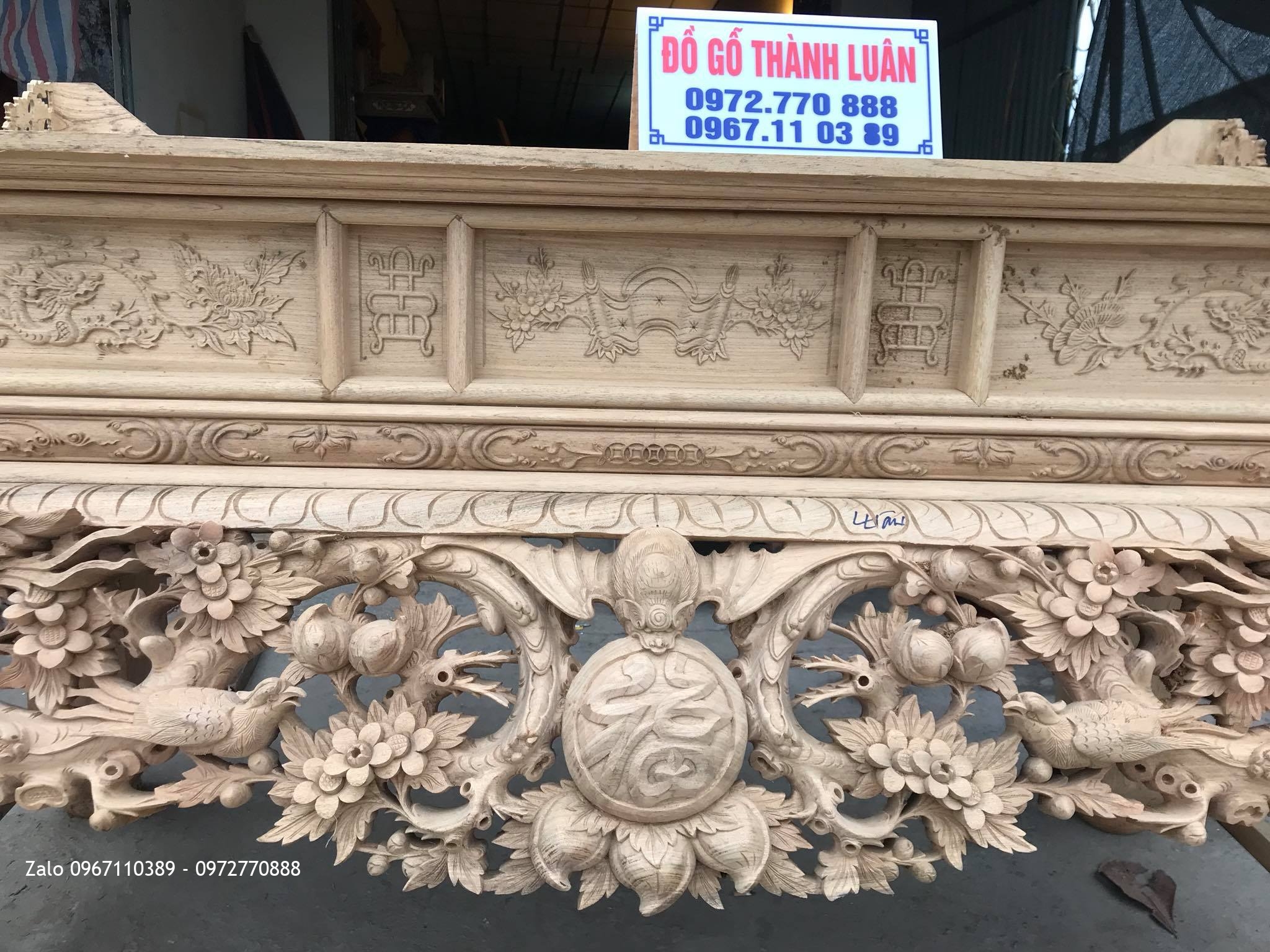 Sập Thờ Mai Điểu Gỗ Gụ. AC Cầu Dung Tuyên Quang.