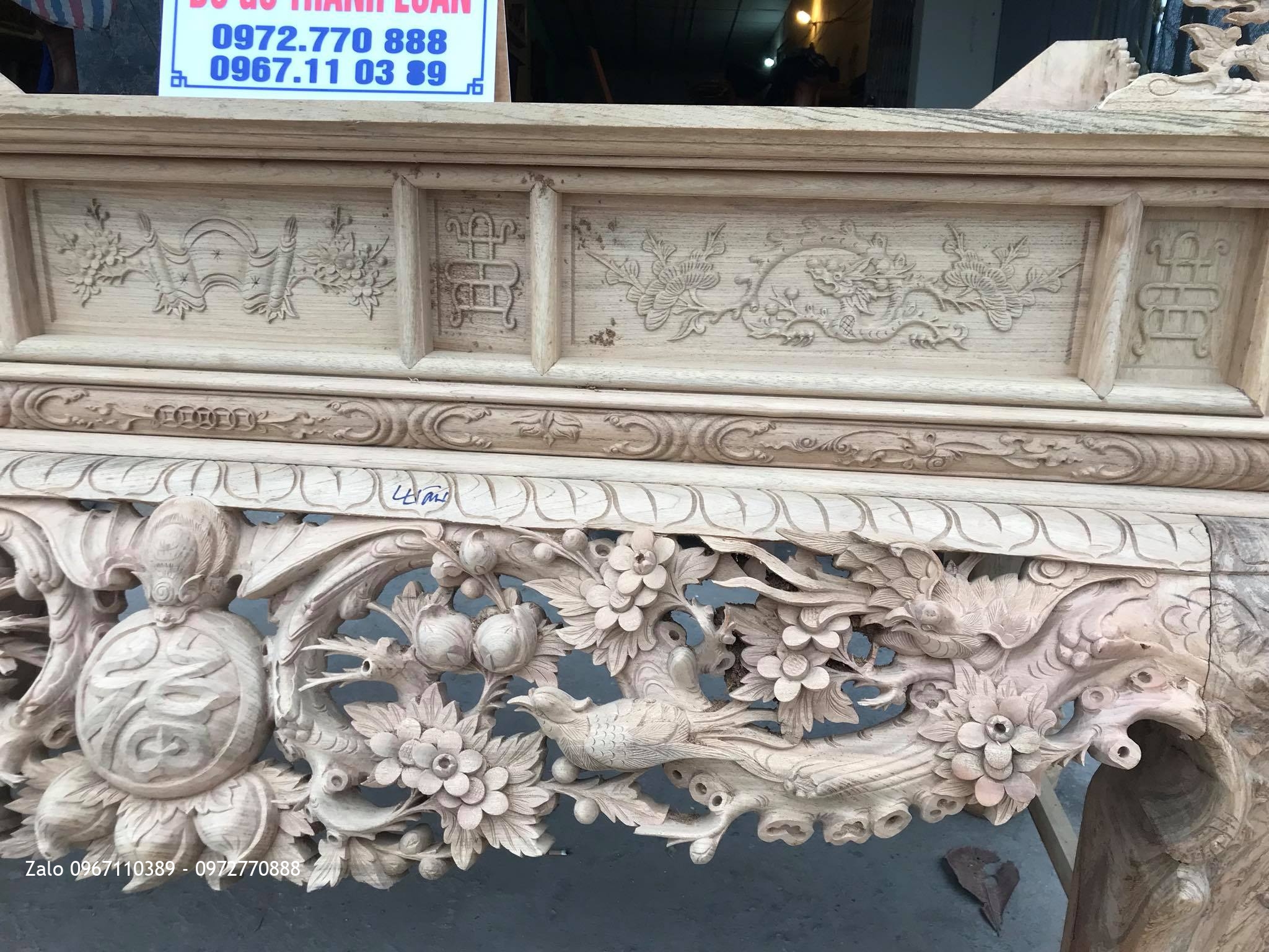 Sập Thờ Mai Điểu Gỗ Gụ. AC Cầu Dung Tuyên Quang.