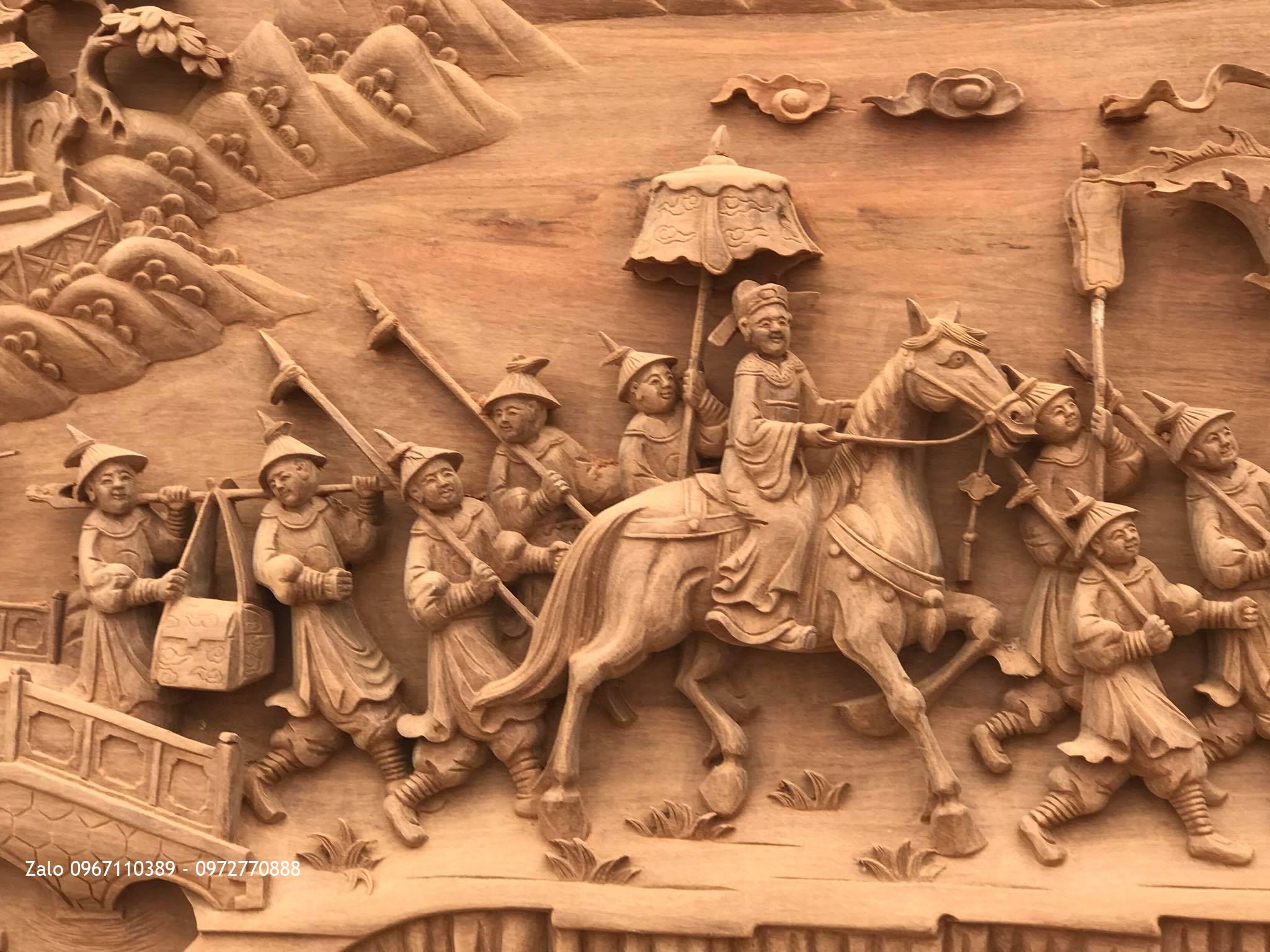 Tranh Vinh Quy Bái Tổ Gỗ Hương Đỏ Gia Lai. A Sơn Vũng Tàu,