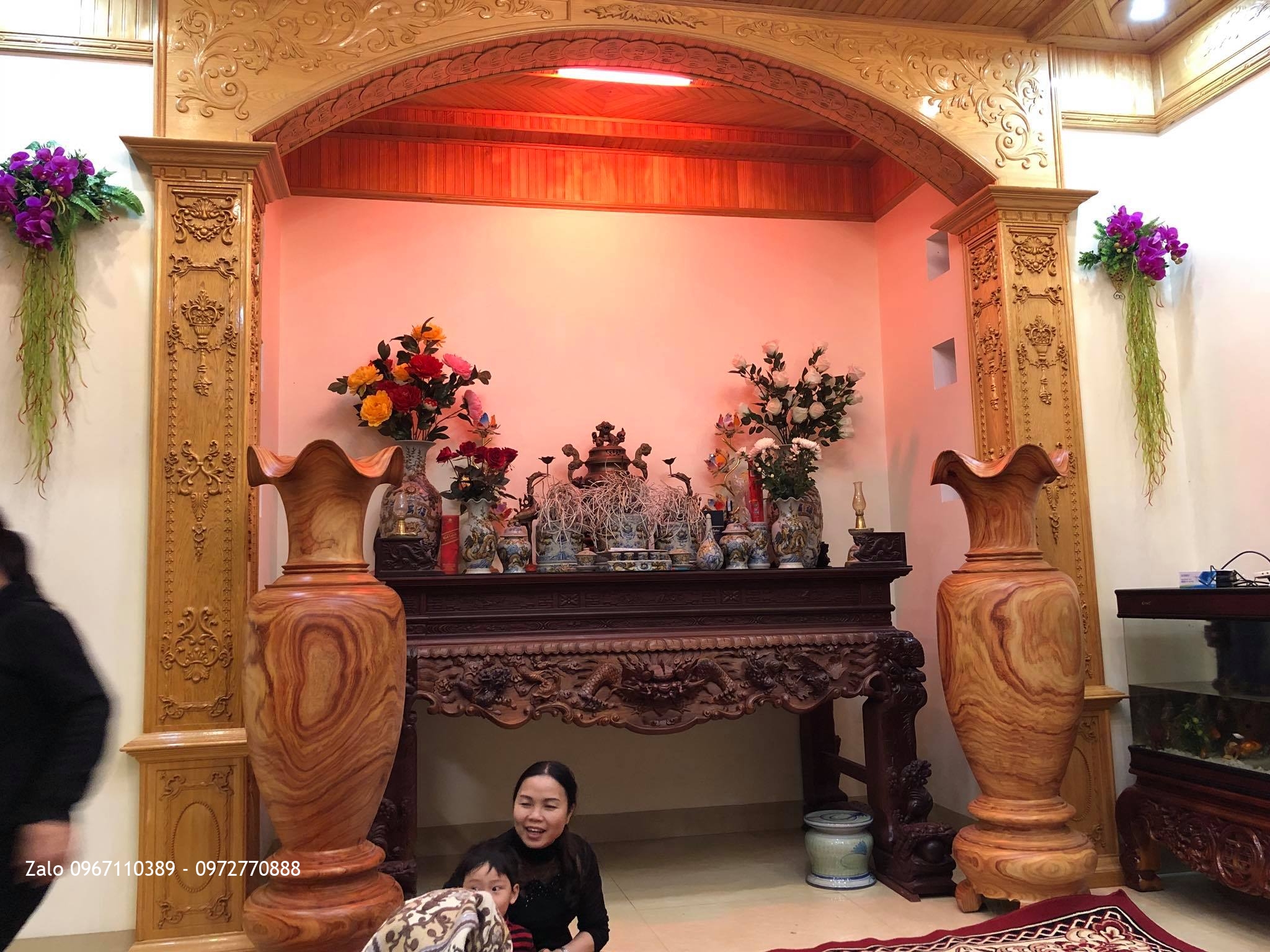 Kệ Tivi, Đồng Hồ Gỗ Mun Máy Cơ, Đôi Lọ Lộc Bình Gỗ Hương, Gia Đình A Phước Hưng Yên