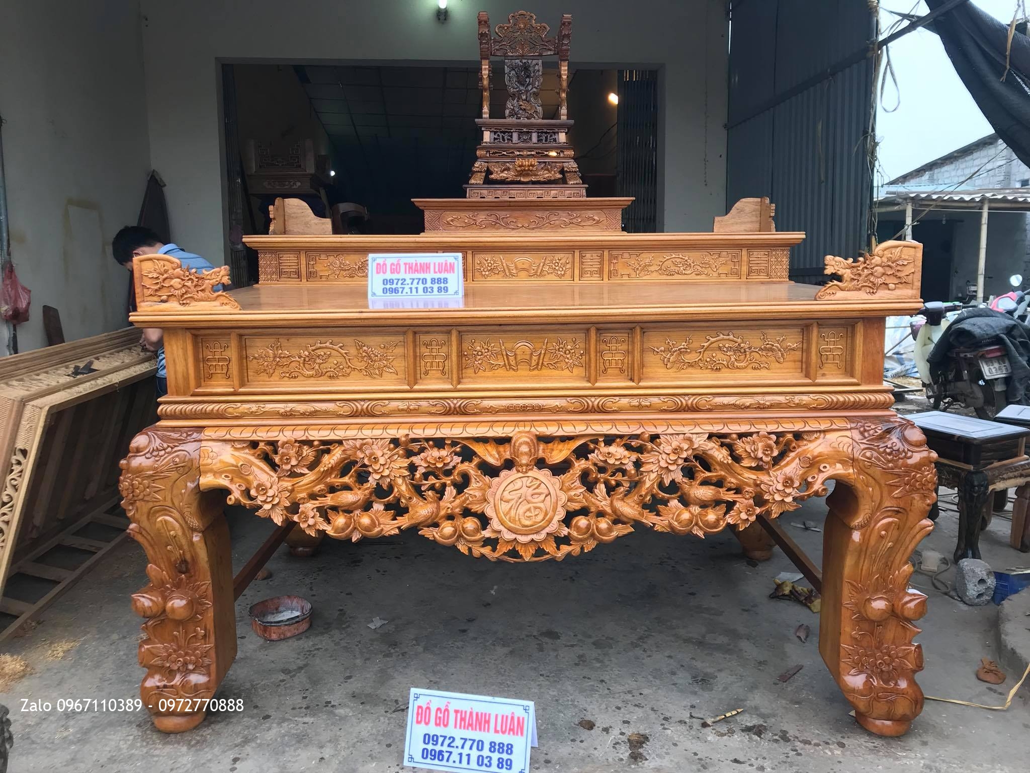 Sập Thờ Mai Điểu Tam Cấp Gỗ Gụ VÍP, A Hưng Thái Bình