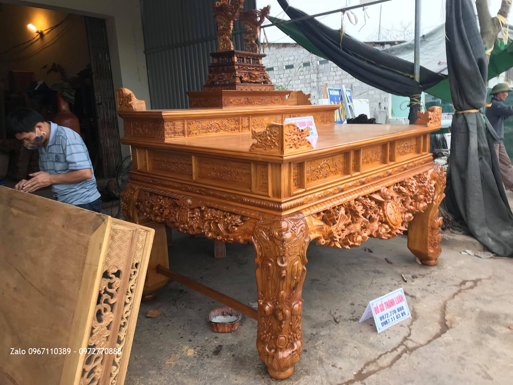 Sập Thờ Mai Điểu Tam Cấp Gỗ Gụ VÍP, A Hưng Thái Bình,,