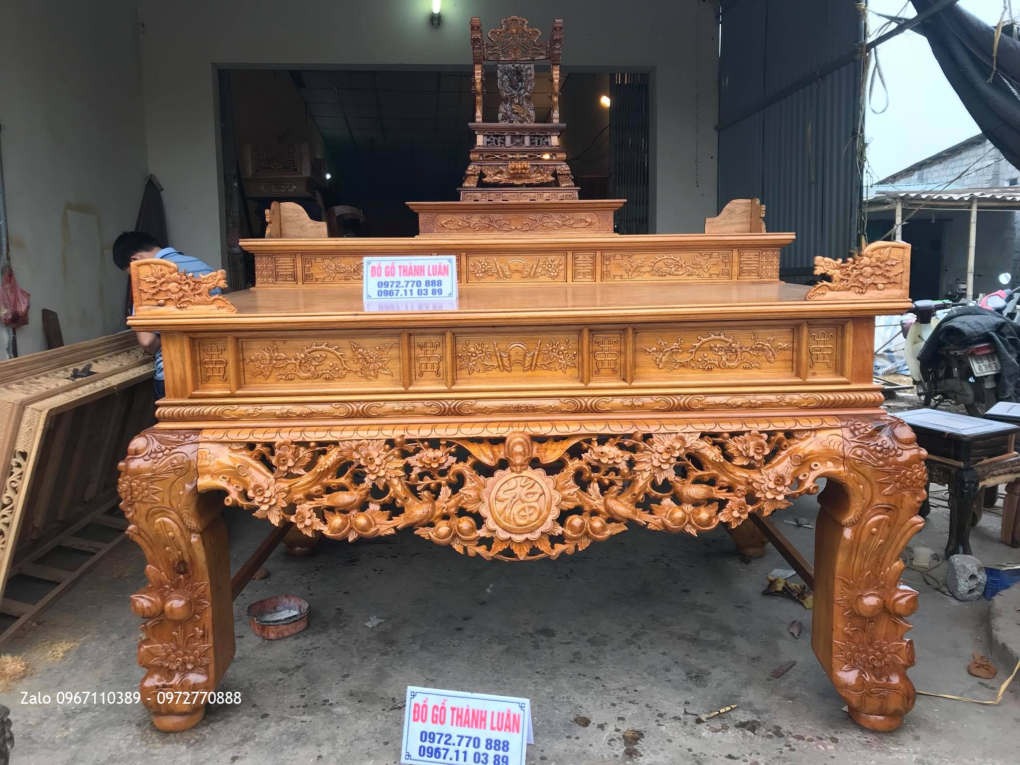 Sập Thờ Mai Điểu Tam Cấp Gỗ Gụ VÍP, A Hưng Thái Bình,