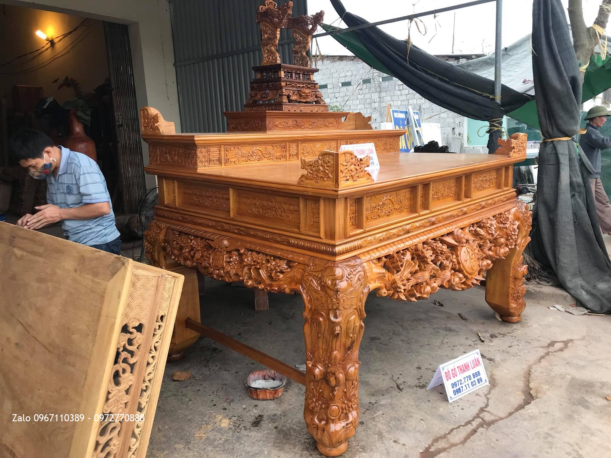 Sập Thờ Mai Điểu Tam Cấp Gỗ Gụ VÍP, A Hưng Thái Bình.