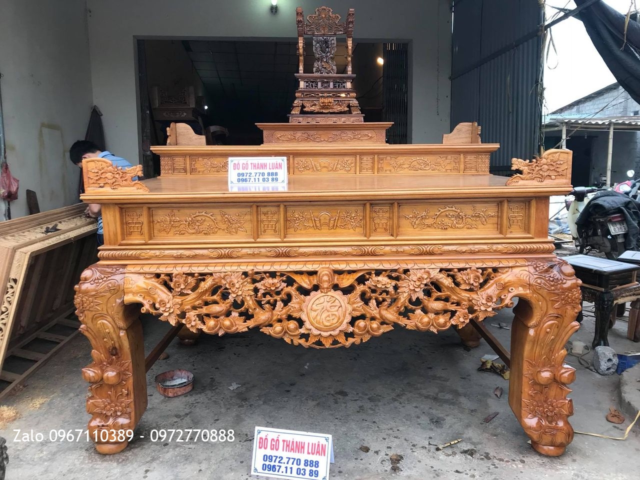 Sập Thờ Mai Điểu Tam Cấp Gỗ Gụ VÍP, A Hưng Thái Bình