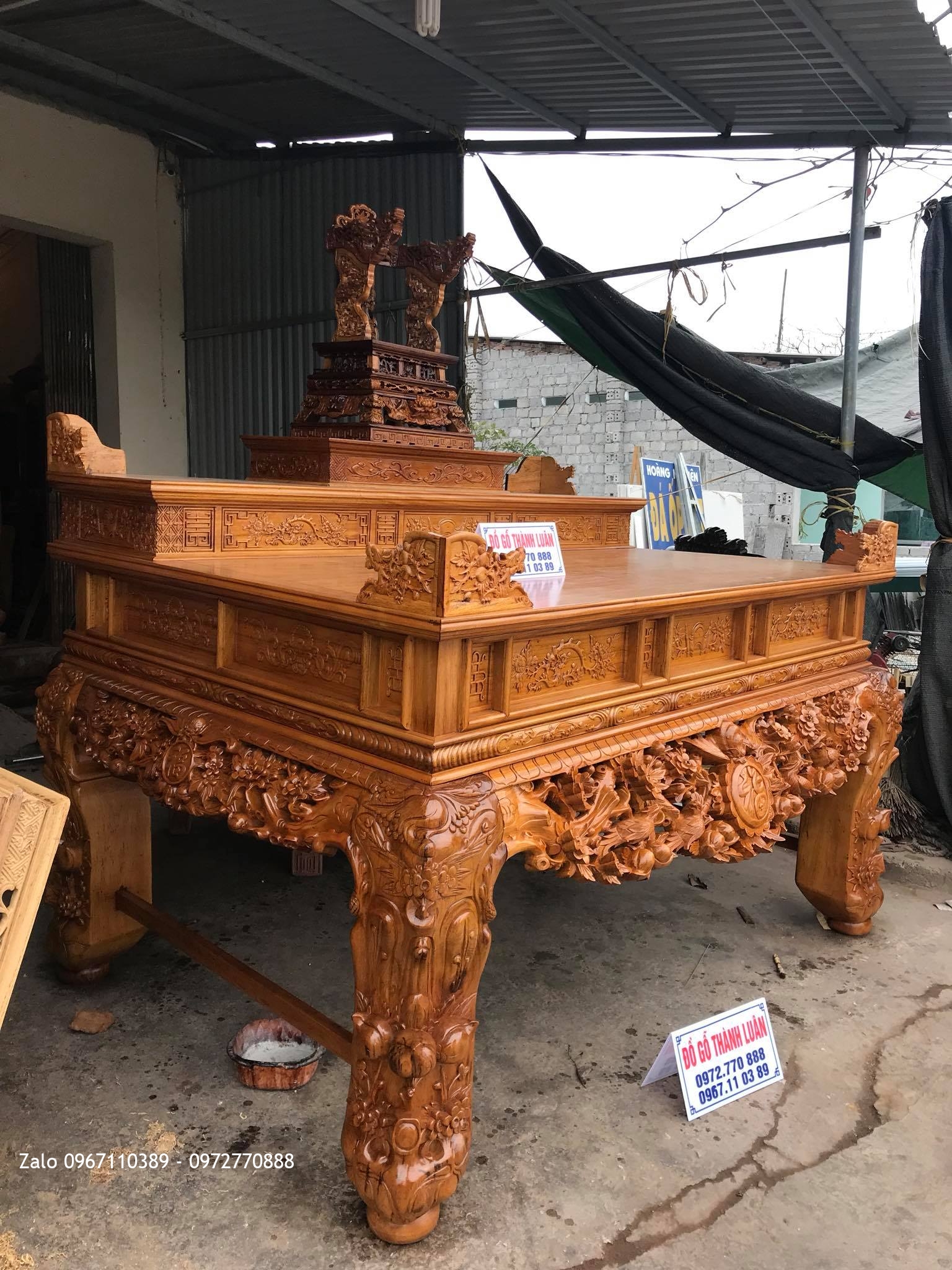 Sập Thờ Mai Điểu Tam Cấp Gỗ Gụ VÍP, A Hưng Thái Bình: