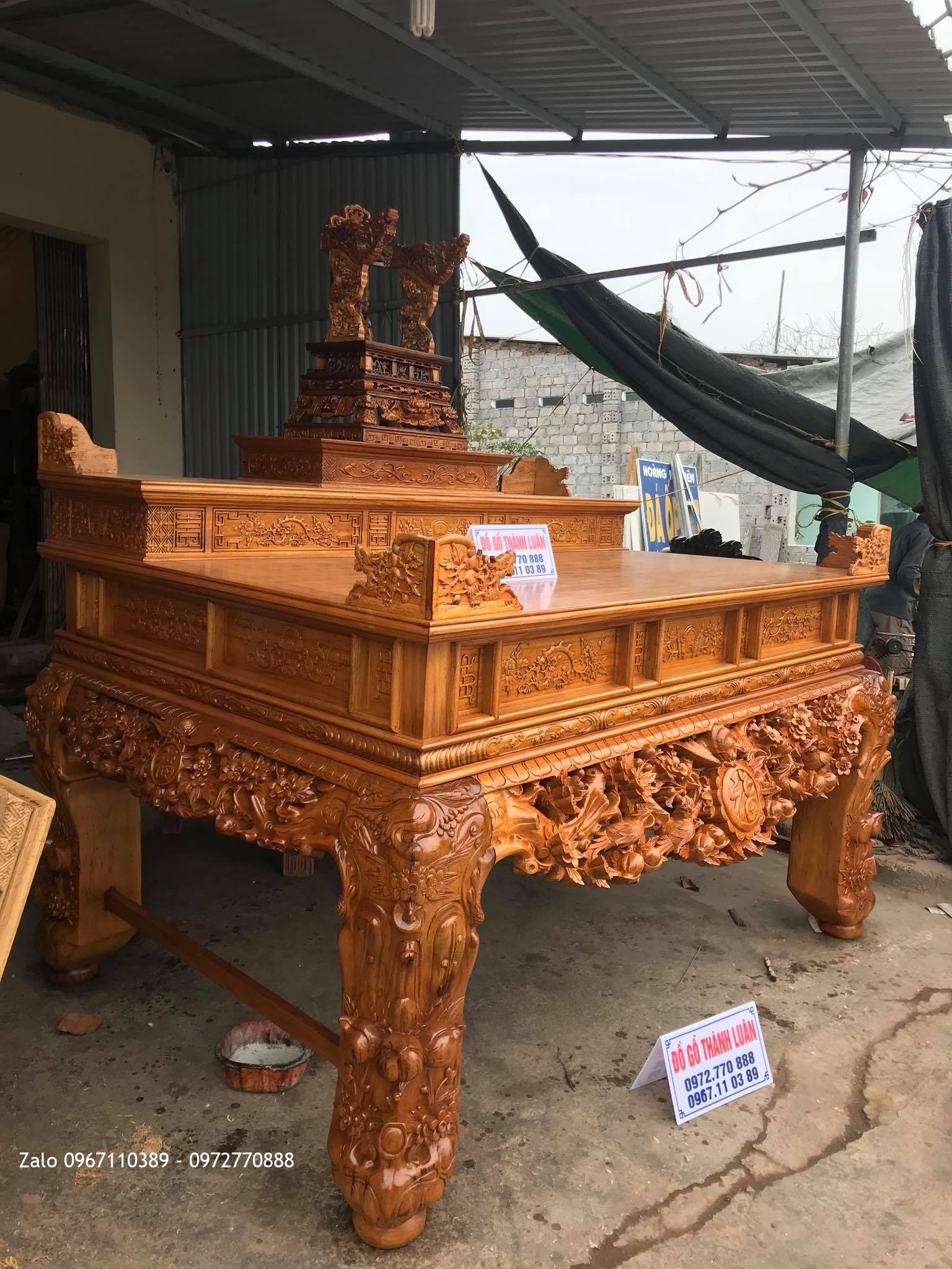 Sập Thờ Mai Điểu Tam Cấp Gỗ Gụ VÍP, A Hưng Thái Bình::