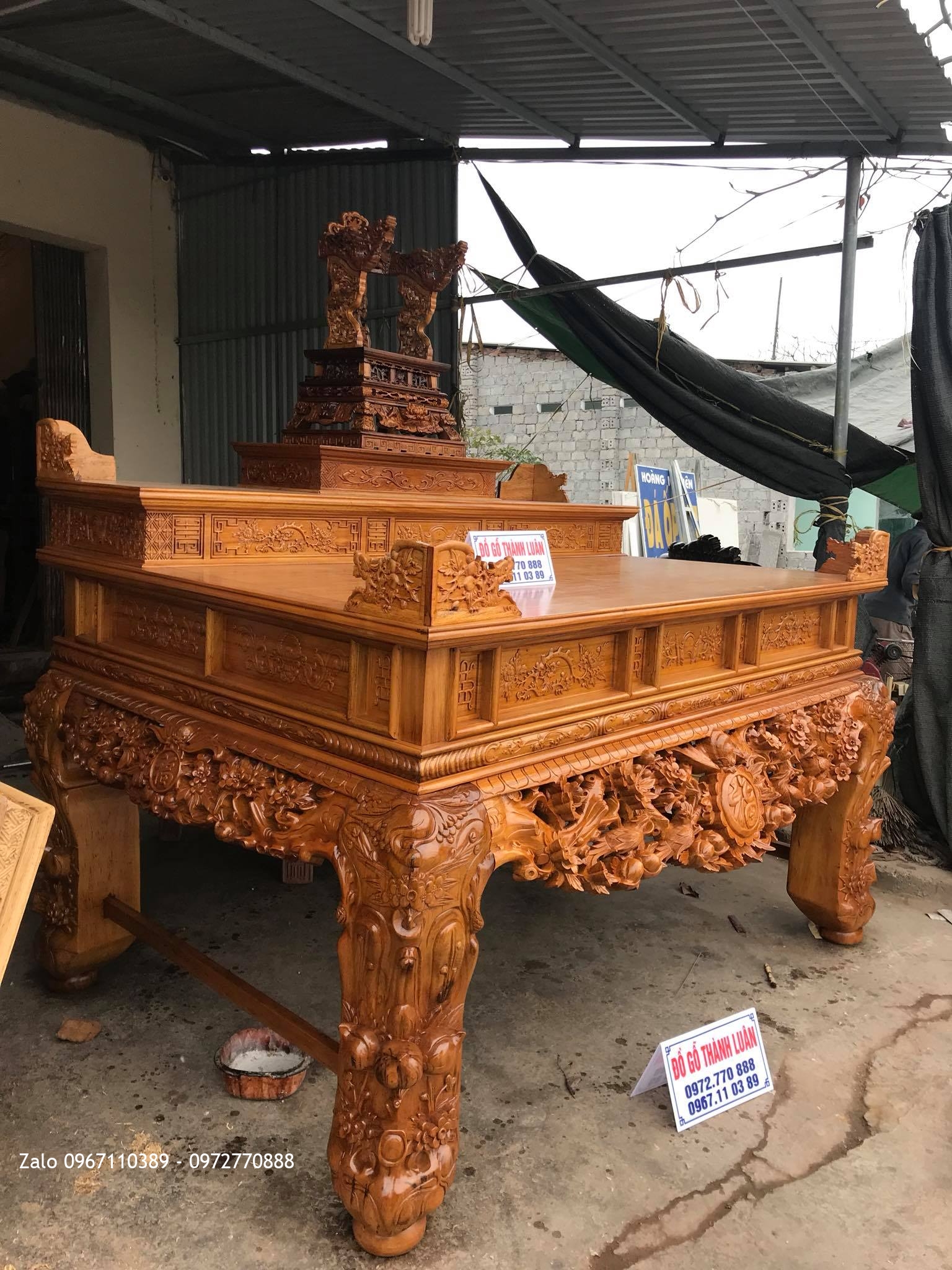 Sập Thờ Mai Điểu Tam Cấp Gỗ Gụ VÍP, A Hưng Thái Bình::