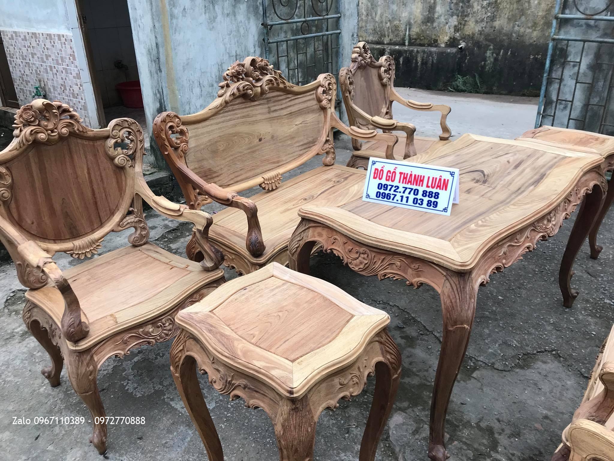 Bộ Ghế Lu-I Gỗ Gụ Ta Quảng Bình 9 Món. A Minh Sài Gòn.