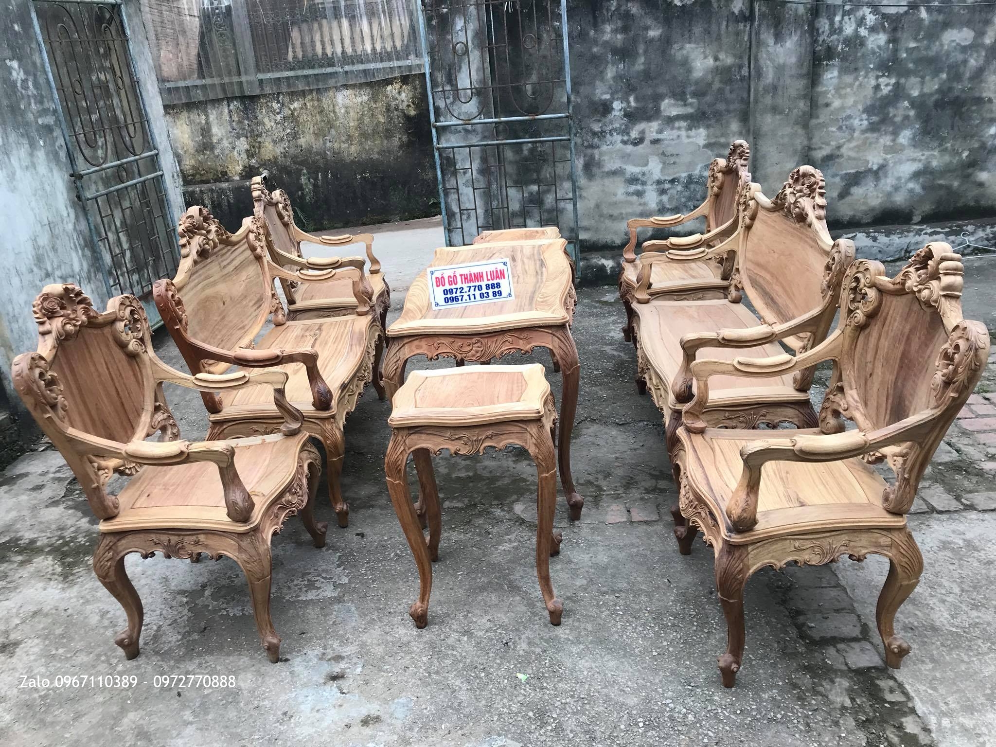 Bộ Ghế Lu-I Gỗ Gụ Ta Quảng Bình 9 Món. A Minh Sài Gòn.