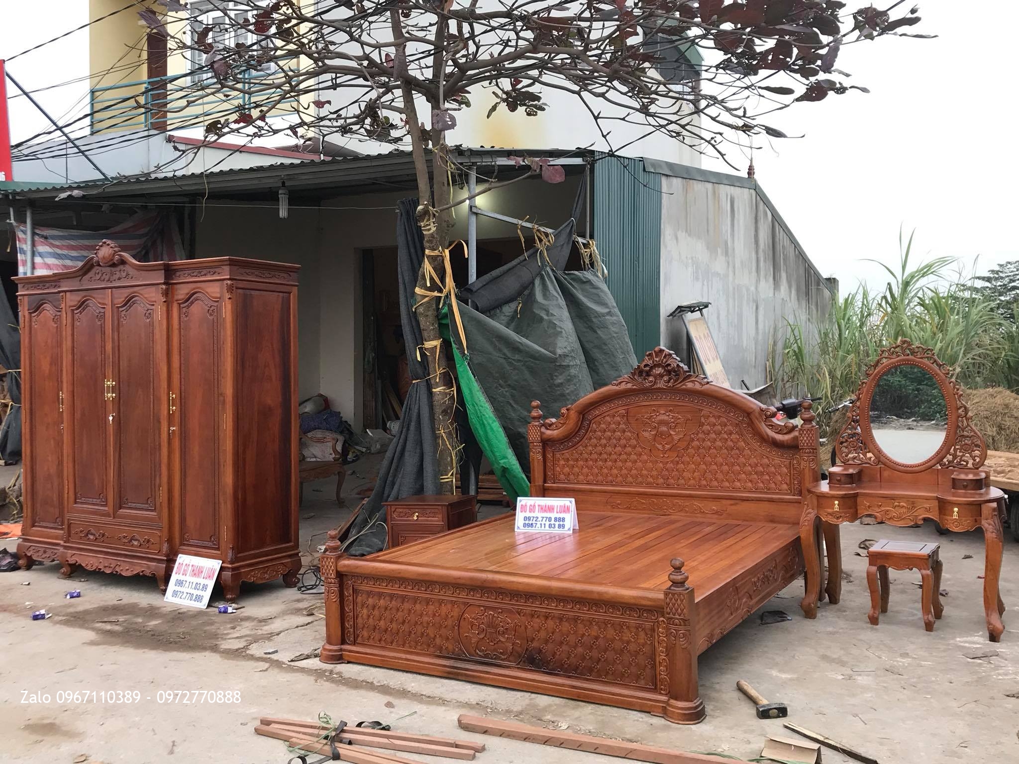 Giường,  Tủ Áo Gỗ gụ, Bàn Trang Điểm. Chú Thuận Hà Nam-