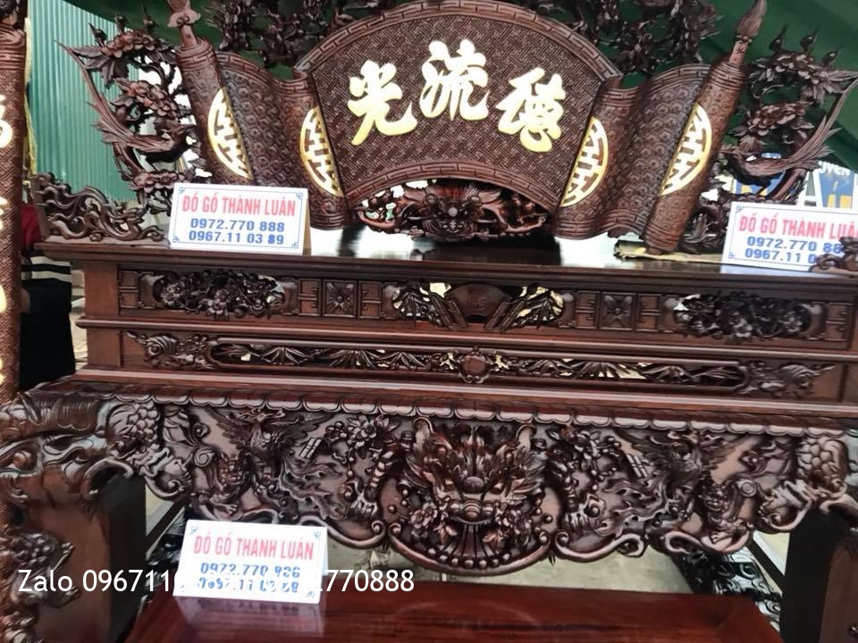 Sập Thờ Tứ Linh, Cuốn Thư Câu Đối Dát Vàng 9999. Khách Hà Nội::.