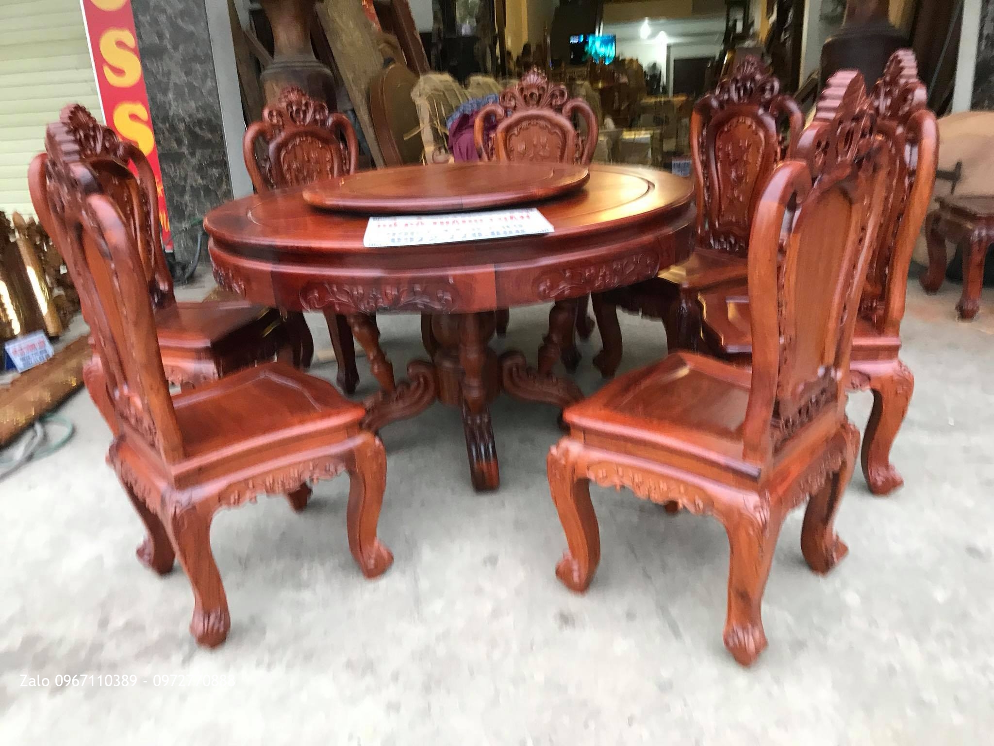 Bộ Bàn Ghế Ăn Mẫu Hoa Lan Tây Gỗ Hương Đỏ Lào VIP. A Khoa Thu, Hà Đông HN