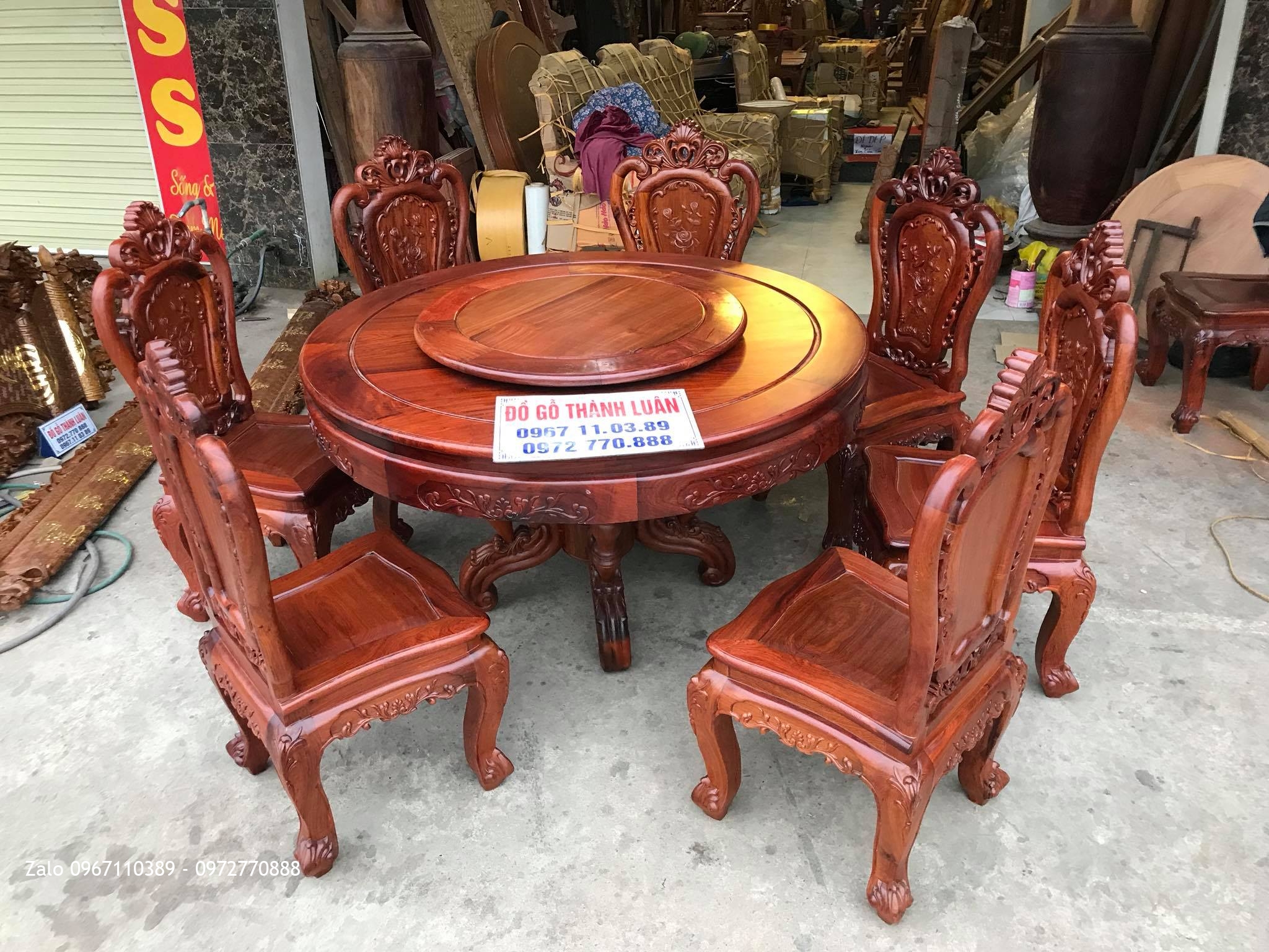 Bộ Bàn Ghế Ăn Mẫu Hoa Lan Tây Gỗ Hương Đỏ Lào VIP. A Khoa Thu, Hà Đông HN.