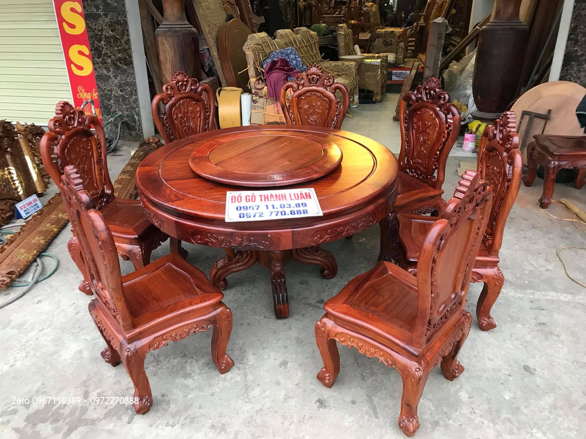 Bộ Bàn Ghế Ăn Mẫu Hoa Lan Tây Gỗ Hương Đỏ Lào VIP. A Khoa Thu, Hà Đông HN.